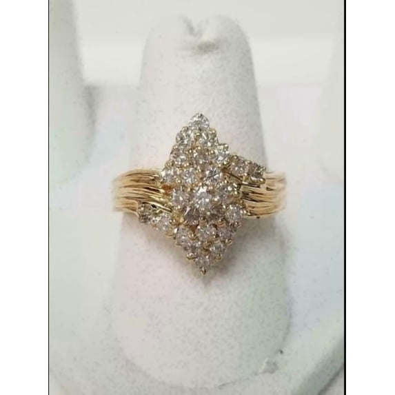 2Ct Round Cut Lab Created Diamond Cluster Wedding Ring 14k Yellow Gold Plated