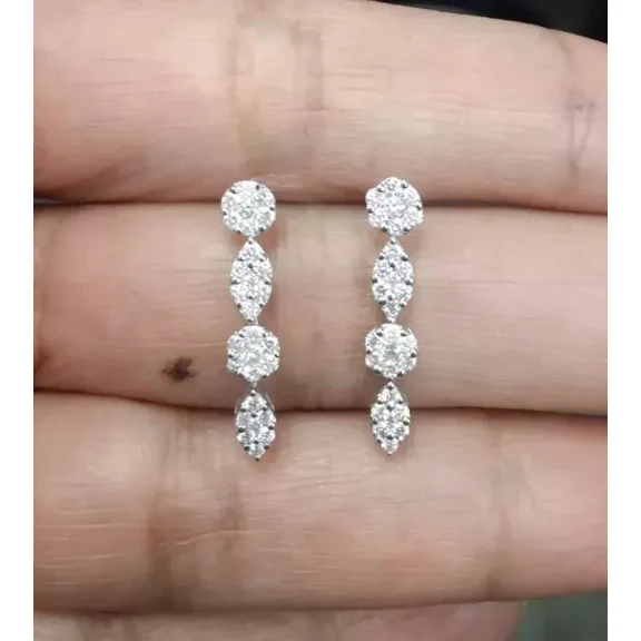 2Ct Round Cut Lab-Created Diamond Drop Women's Earring In 14K White Gold Plated