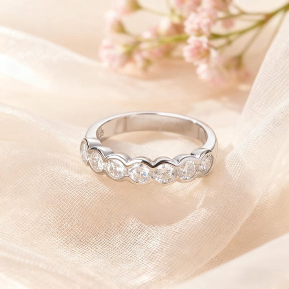 2Ct Round Cut Real Moissanite Diamond Engagement Ring 14K White Gold Plated