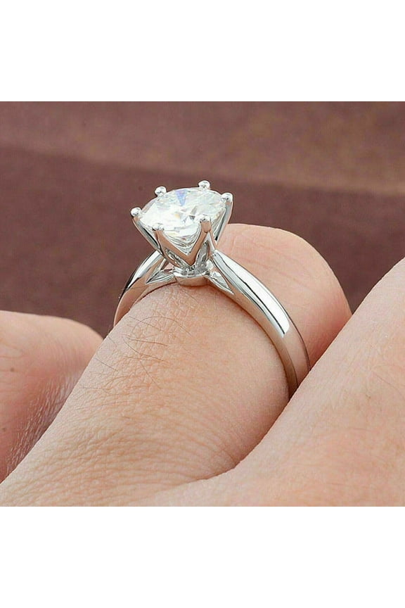 2Ct Round Cut Lab-Created Diamond Engagement Ring 14k White Gold Plated - 10.5