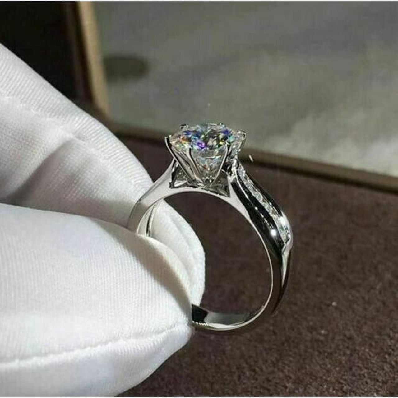 2Ct Round Cut Lab Created Diamond Engagement Ring 14k White Gold Plated ...