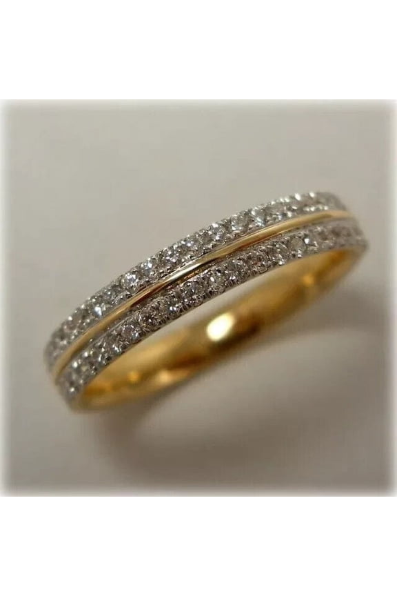 2Ct Round Cut Lab Created Diamond Eternity Band Wedding Band Ring 14k Yellow Gold Plated
