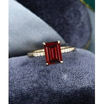 2Ct Emerald Cut Lab Created Red Garnet Solitaire Women's Engagement Ring 14K Yellow Gold Plated