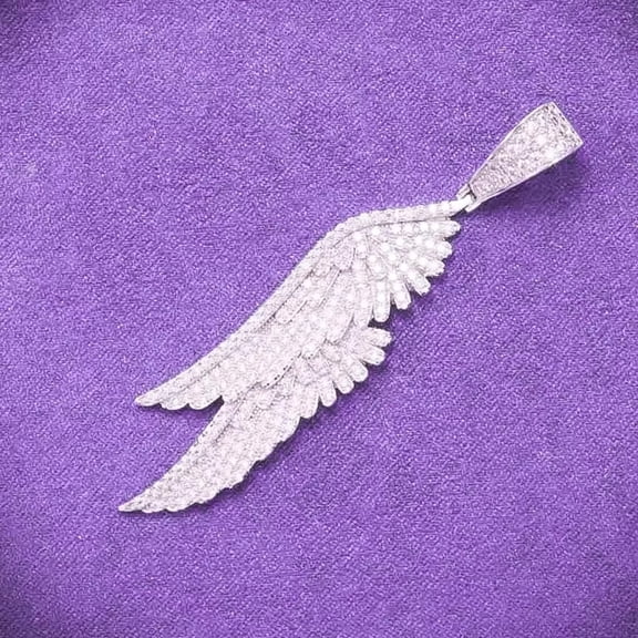 2Ct Round Cut Lab Created Diamond Feather Wing Pendant 14K White Gold Plated Free Chain
