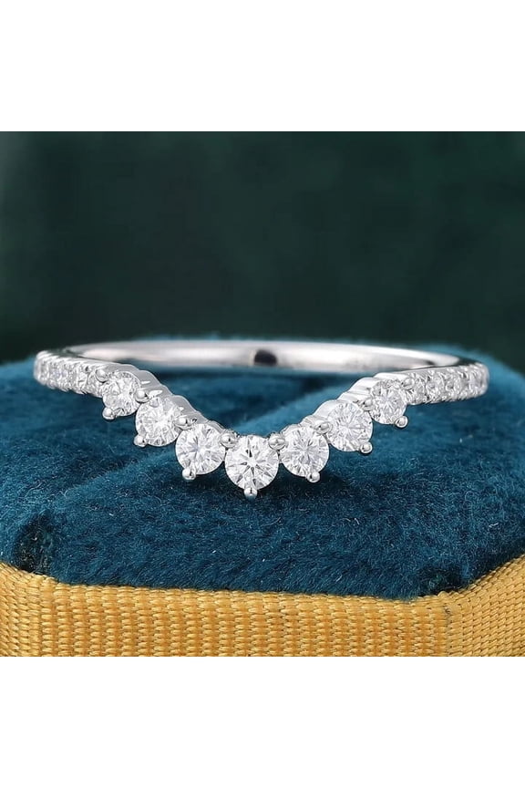 Wedding Band Anniversary Ring 2 Ct Round Diamond 14K White Gold Finish