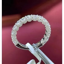 2Ct Round Cut Lab Created Diamond Half Eternity Wedding Band Ring 14K White Gold Plated