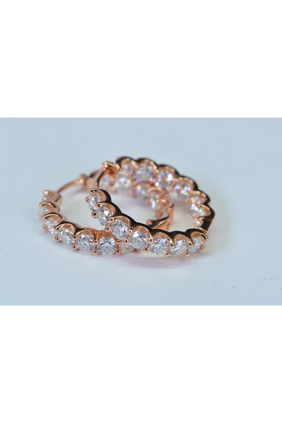 2Ct Round Cut Lab Created Diamond Huggie Hoop Earrings 14K Rose Gold Plated
