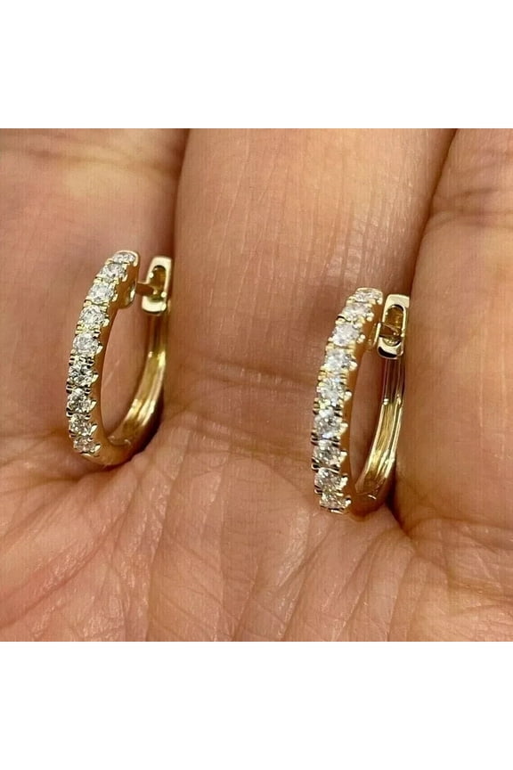2Ct Round Cut Lab-Created Diamond Huggie Hoop Earrings 14K Yellow Gold Plated