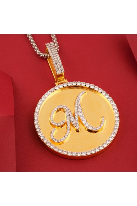 2Ct Round Cut Lab Created Diamond Initial Letter 'M' Pendant 14K White Gold Plated