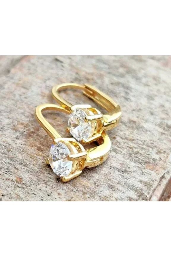 2Ct Round Cut Lab Created Diamond Lever Back Earrings in 14k Yellow Gold Plated