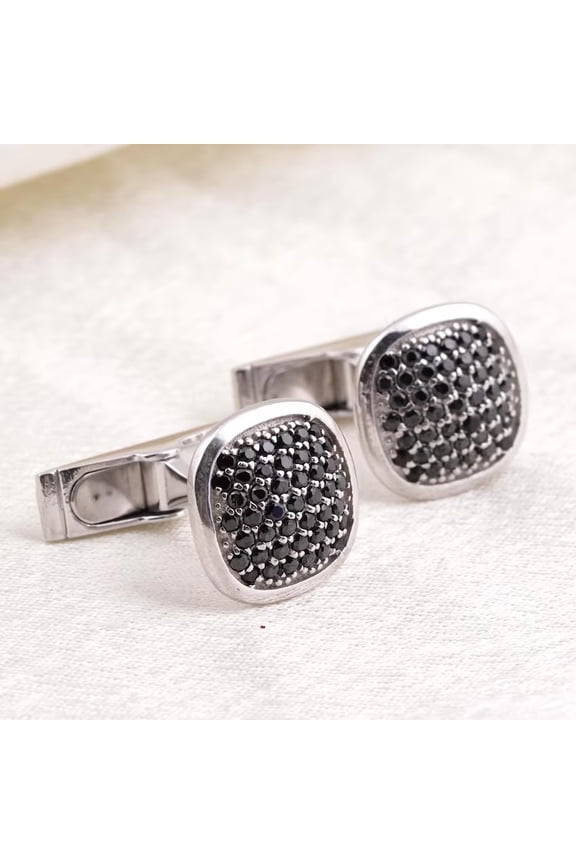 2Ct Round Cut Lab Created Diamond Men's Cufflink 14K White Gold Plated