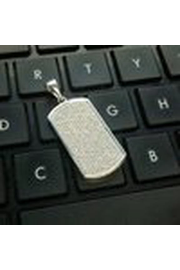 2Ct Round Cut Lab-Created Diamond Men's Dog Tag Pendant 14k White Gold Plated