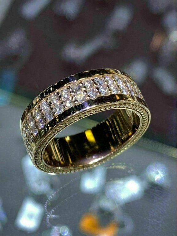 2Ct Round Cut Lab Created Diamond Men's Horseshoe Ring 14K Yellow Gold Plated