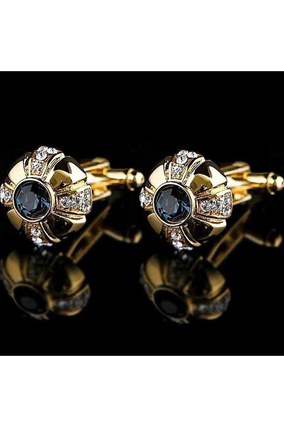2Ct Round Cut Lab Created Diamond Men's Wedding Cufflink 14K Yellow Gold Plated