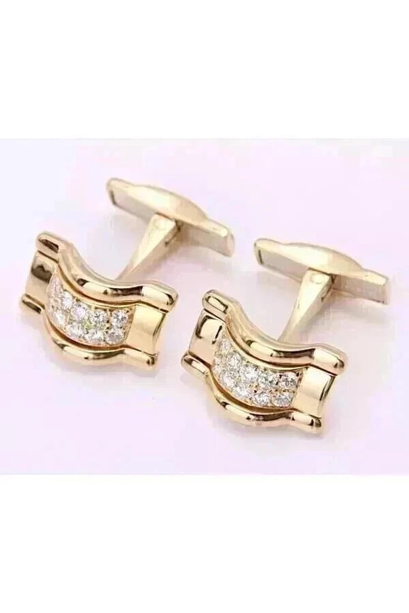 2Ct Round Cut Lab Created Diamond Men's Wedding Cufflinks 14k Yellow Gold Plated