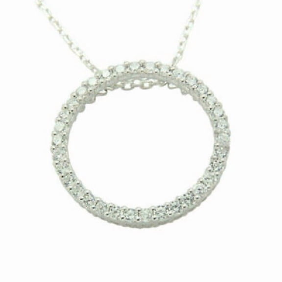 2Ct Round Cut Lab Created Diamond Pave Circle Eternity Pendant Necklace White Gold Finish