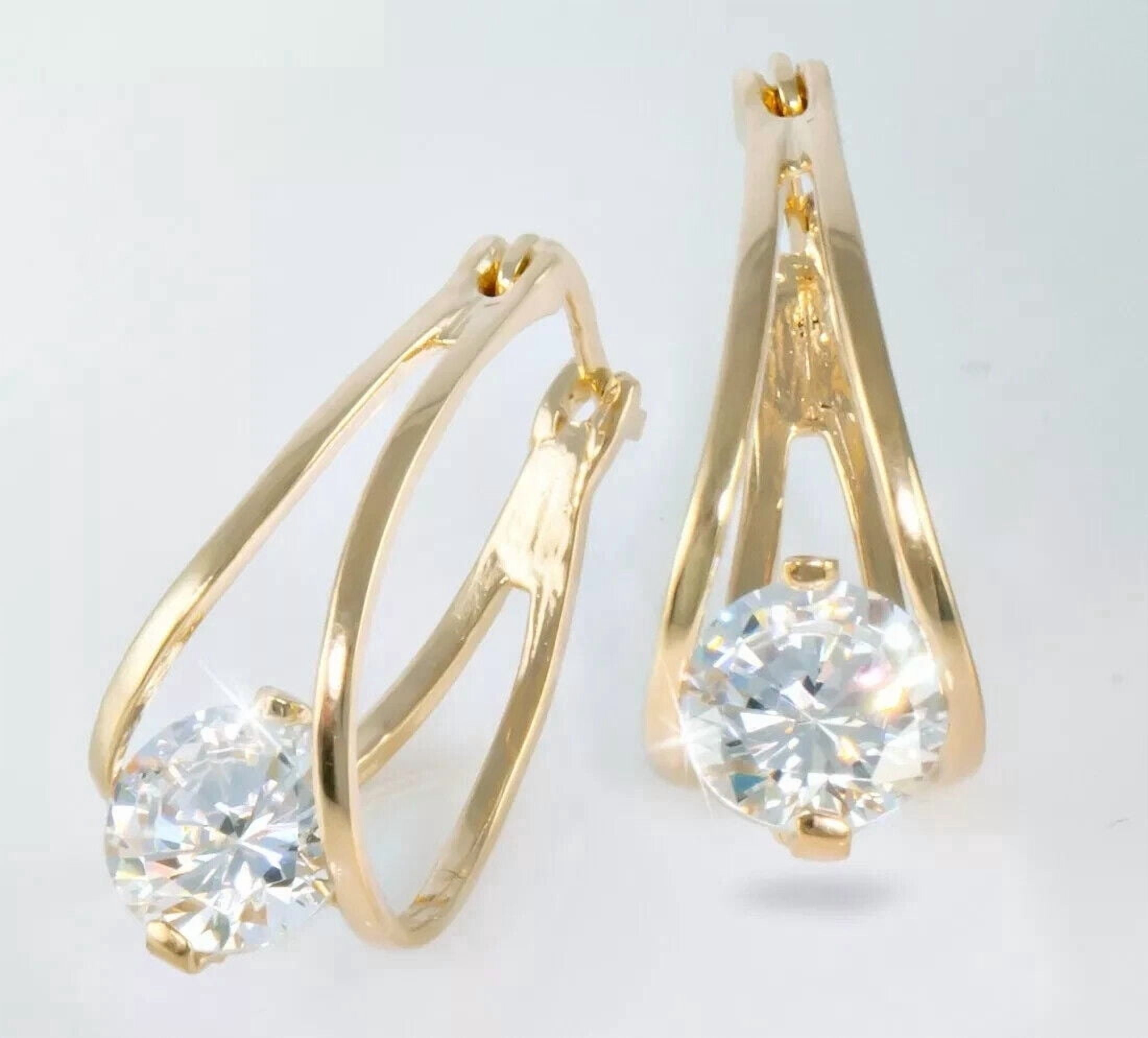 2Ct Round Cut Lab Created Diamond Pretty Solitaire Women Hoop Earrings 14K Yellow Gold Plated For Her