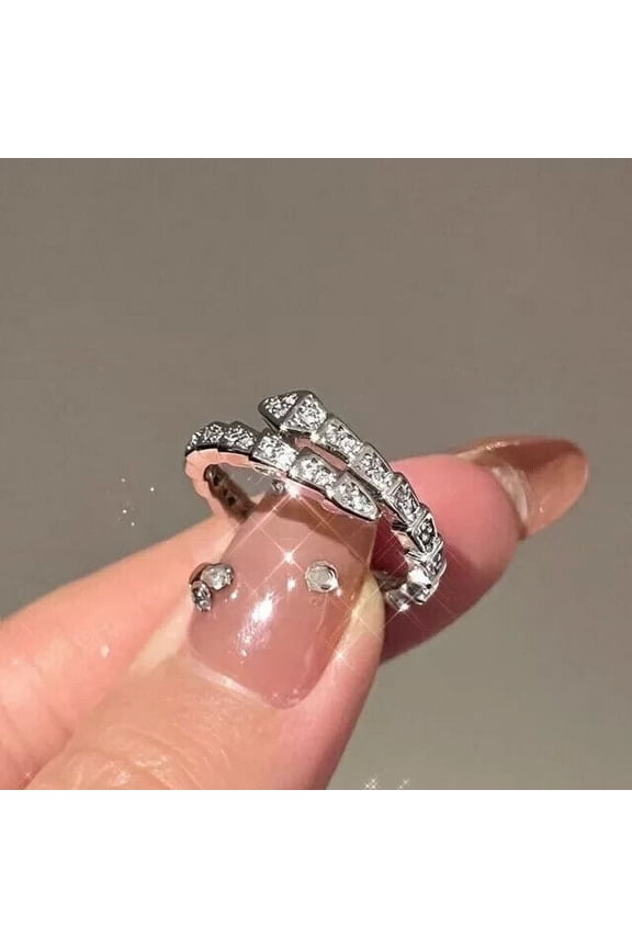 2Ct Round Cut Lab Created Diamond Snake Wedding Band Ring 14k White Gold Plated Silver