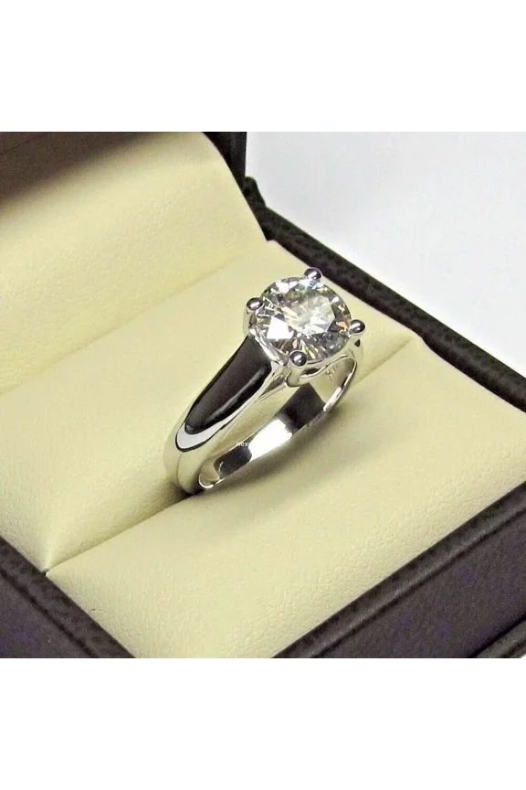 Round Brilliant Cut D Color Lab Grown Diamond Engagement Ring 2 ct. t.w. 925 Sterling, Sterling Silver