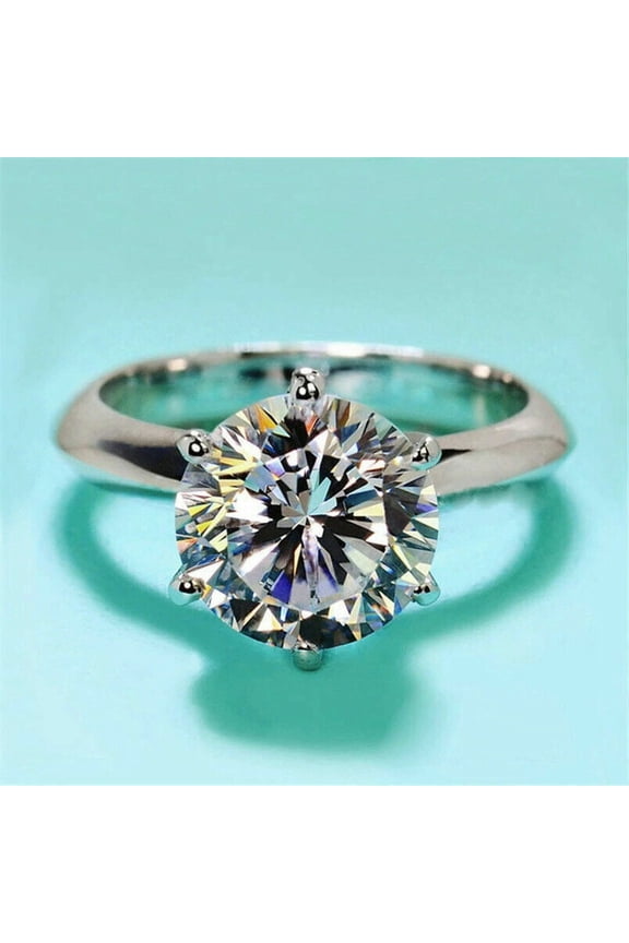 2Ct Round Cut Lab Created Diamond Solitaire Engagement Ring 14K White Gold Plated