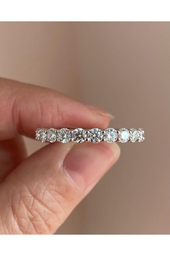 2Ct Round Cut Lab Created Diamond Stunning Wedding Band Ring In 14k White Gold Plated