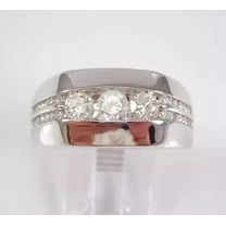 2Ct Round Cut Lab Created Diamond Three Stone Engagement Men's Ring 14K White Gold Plated 925 Silver