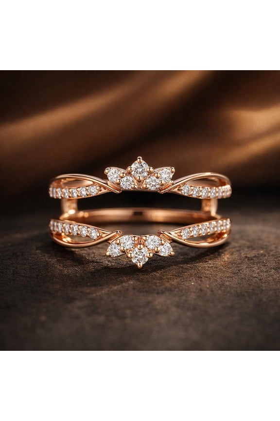 2Ct Round Cut Lab Created Diamond Women Enhancer Wrap Guard Ring 14K Rose Gold Plated
