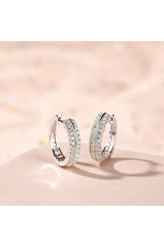 2Ct Round Cut Lab Created Diamond Women's Hoop Earrings 14K White Gold Plated