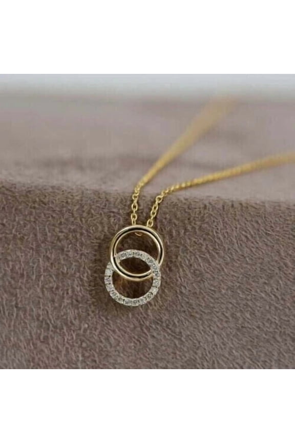 2Ct Round Cut Lab Created Diamond Women's Pendant 14k Yellow Gold Plated
