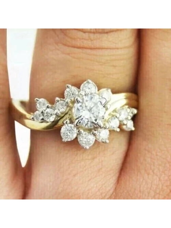 2Ct Round Cut Lab Created Diamond Women's Ring 14K Yellow Gold Finish