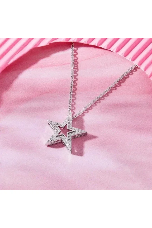 2Ct Round Cut Lab-Created Diamond Women's Star Shape Pendant 14K White Gold Over