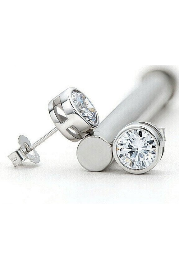 2Ct Round Cut Lab Created Diamond Women's Stud Earring 14K White Gold Plated