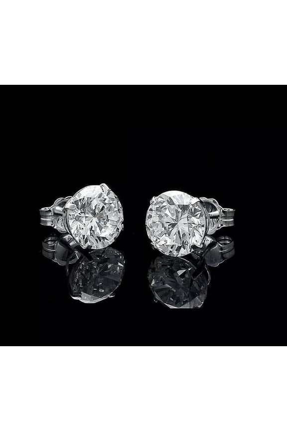 2Ct Round Cut Lab Created Diamond Women's Stud Earrings 14K White Gold Plated