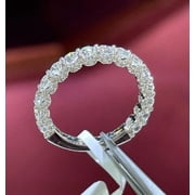 SHIFA JEWELS 2Ct Round Cut Lab Created Diamond Women's Wedding Band Ring 14K White Gold Plated Silver