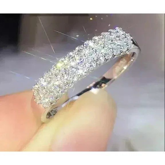 2Ct Round Cut Lab-Created Diamond Women's Wedding Band Ring 14K White Gold Plated Silver