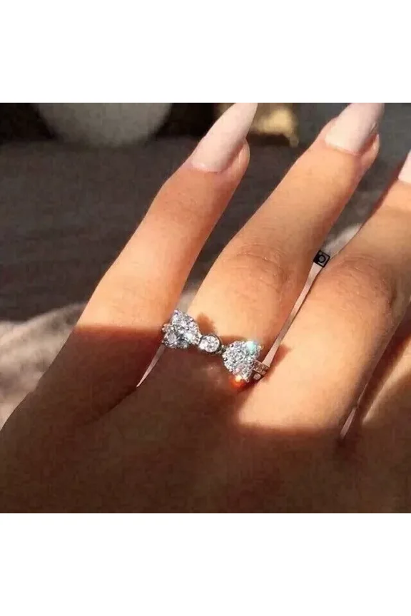 2Ct Round Cut Lab Created Diamond Women's Wedding Bow Ring 14K White Gold Plated