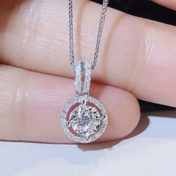 2Ct Round Cut Lab Created Diamond Women's Wedding Pendant 14K White Gold Plated Sterling Silver
