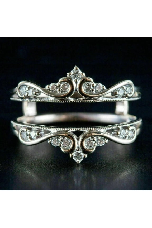 2Ct Round Cut Lab Created Diamond Wrap Guard Enhancer Ring 14K White Gold Plated