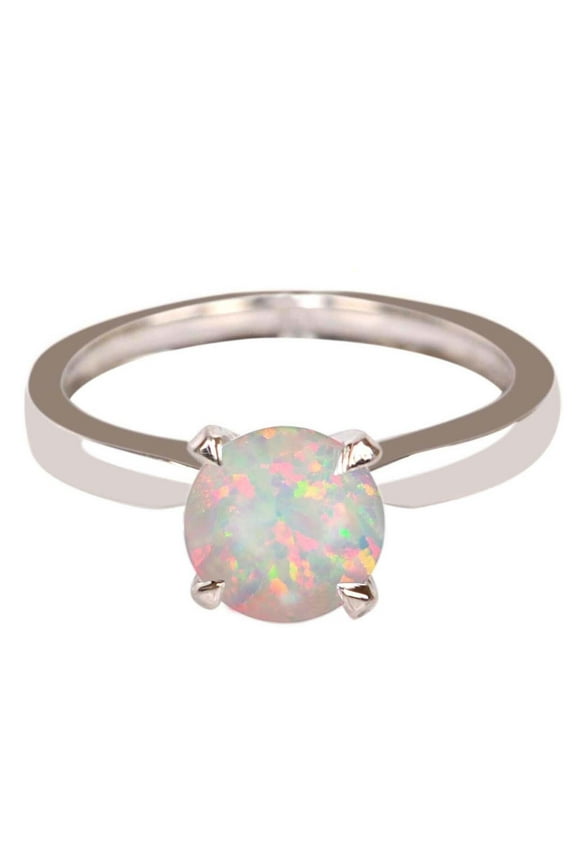 2Ct Round Cut Lab Created Fire Opal Women's Wedding Ring 14K White Gold Plated