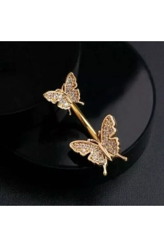 2Ct Round Cut Lab-Created Natural Moissanite Navel Piercing Belly Button 14K Rose Gold Plated