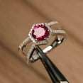 thumbnail image 1 of 2Ct Round Cut Lab Created Red Ruby Engagement Ring 14K White Gold Plated, 1 of 4