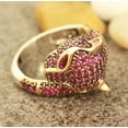 thumbnail image 1 of 2Ct Round Cut Lab Created Red Ruby Ring 14k Yellow Gold Plated Leopard Panther, 1 of 4