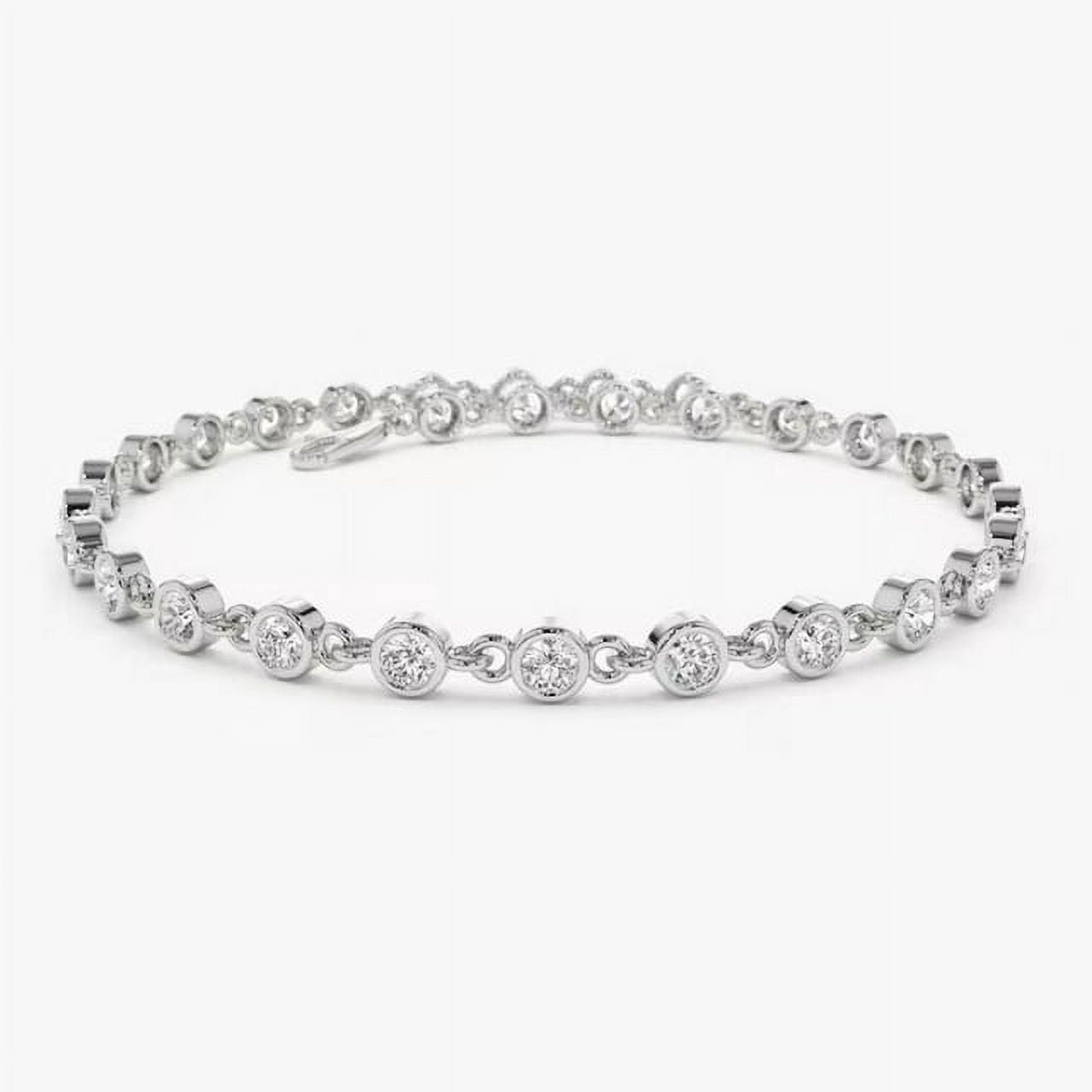 NV DIAMONDS 2Ct Round Cut Lab Grown Diamond 14K White Gold Tennis Bracelet Fine Jewelry for Women Gifts/Wedding