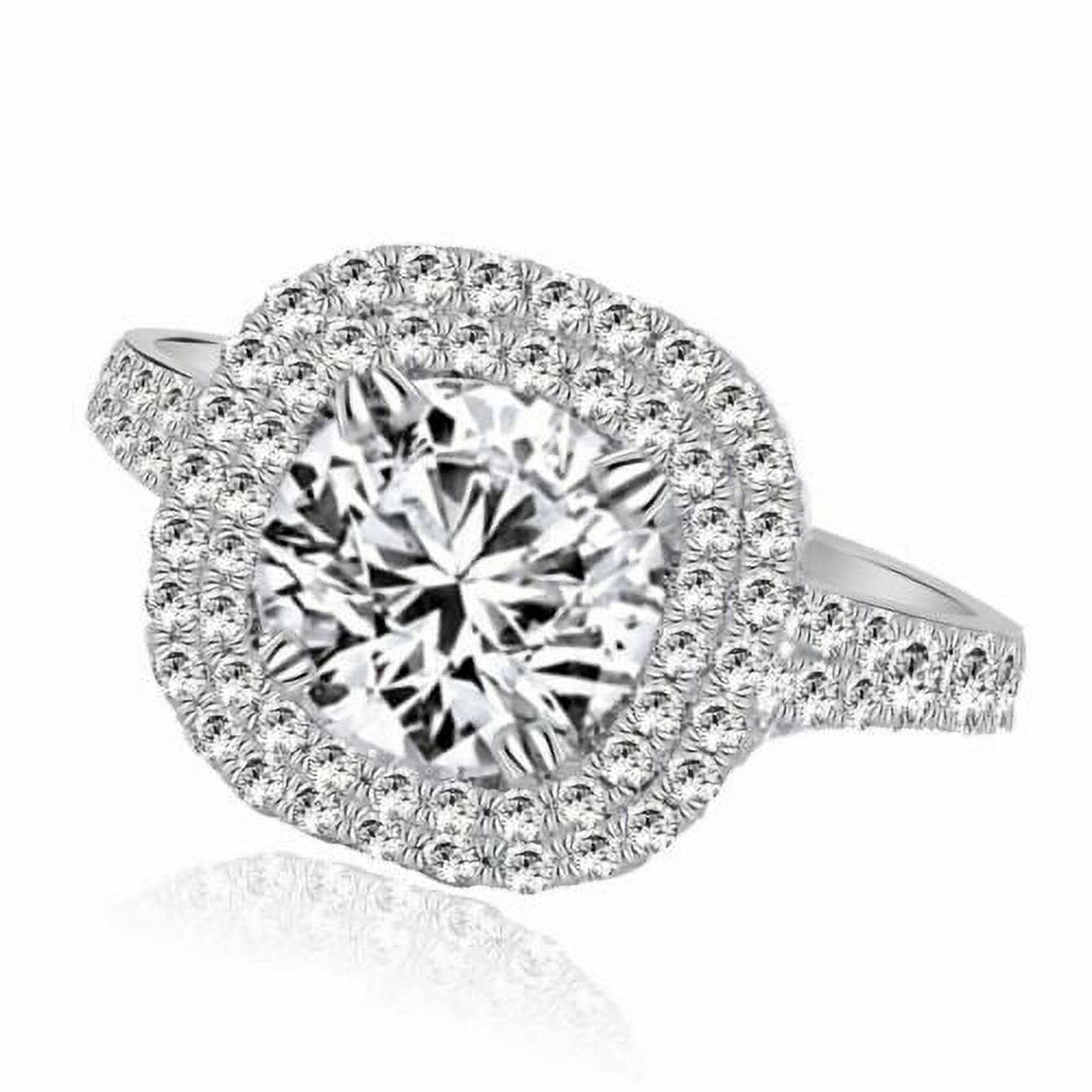 JEWELLERY CRAFT 2Ct Round Cut Lab Grown Diamond 14k White Gold Plated Halo Ring Fine Jewelry for Women Gifts