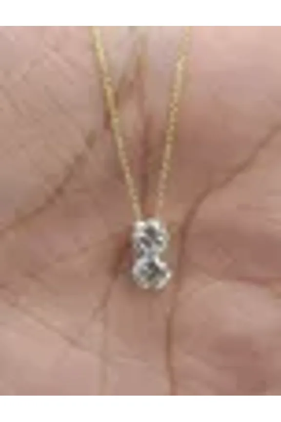 2Ct Round Cut Lab created Diamond 2-Stone Necklace 14K Yellow Gold Plated Silver