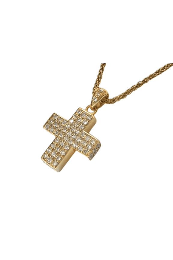 Round Cut Cross Pendant White Lab Grown Diamond Pendant Necklace 2 ct. t.w. 925 Sterling, Sterling Silver