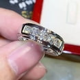 thumbnail image 1 of 2Ct Round Cut Men's Lab Created Diamond Anniversary Band Ring 14K White Gold Plated Silver, 1 of 3