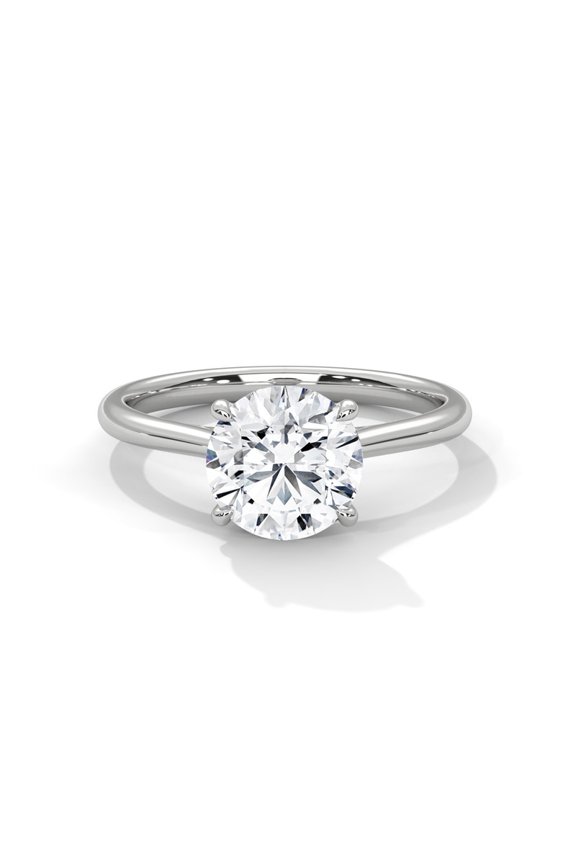 2Ct Round Cut Moissanite Solitaire 14K White Gold Plated