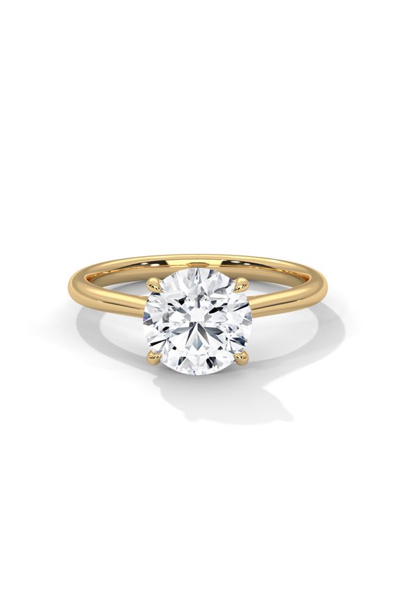 2Ct Round Cut Moissanite Solitaire 14K Yellow Gold Plated