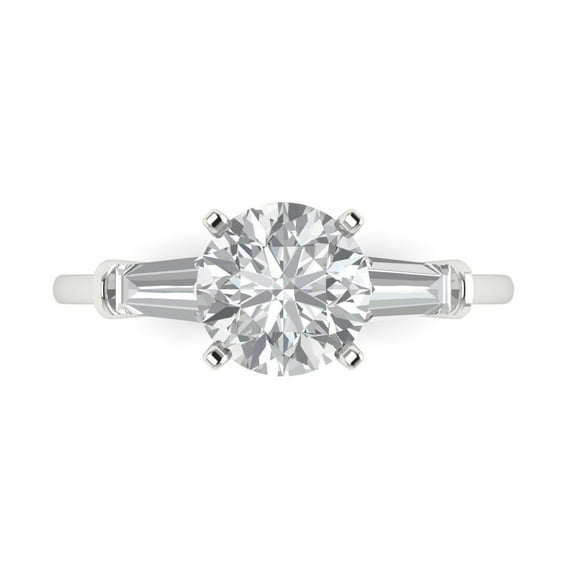 Three-Stone Engagement Ring for Women - 2ct Moissanite in 14K White Gold Promise Ring